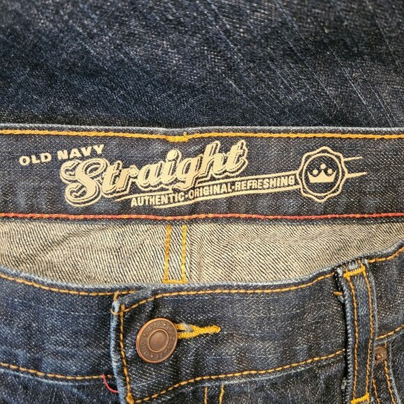 Old Navy Mens Straight Fit Jeans Size 38x30 Dark Wash Denim Comfortable Classic - Picture 5 of 11